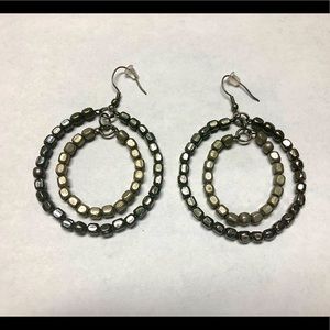 Silver Beaded Hoop Earrings